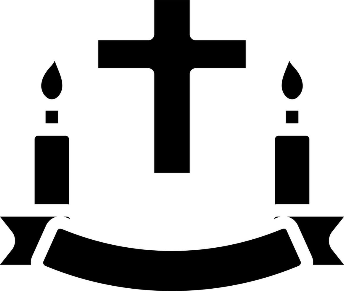 Preto e branco ilustração do cristão Cruz com velas ícone. vetor