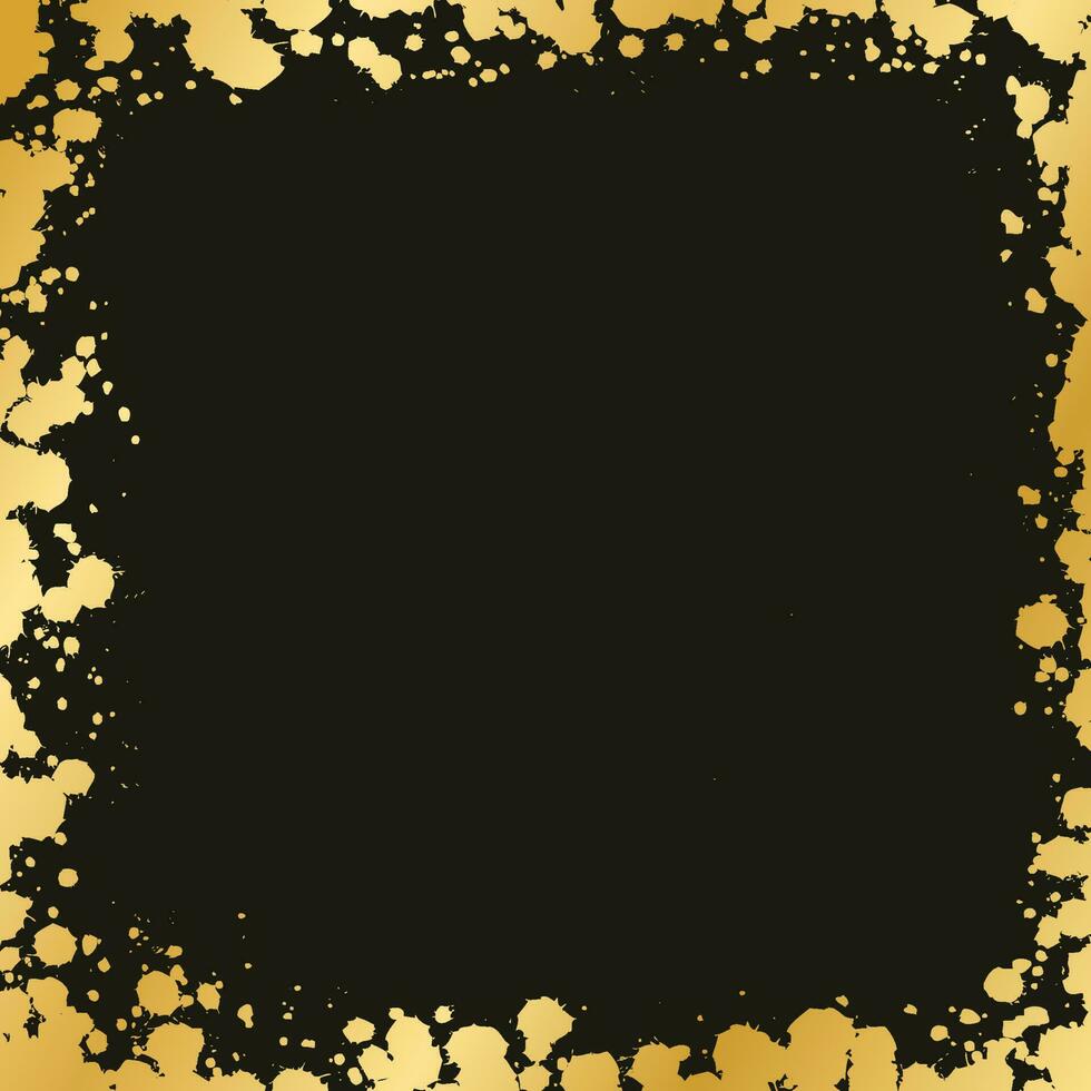 abstrato quadrado ouro tinta Espirrar quadro. dourado frustrar spray fronteira modelo. vetor