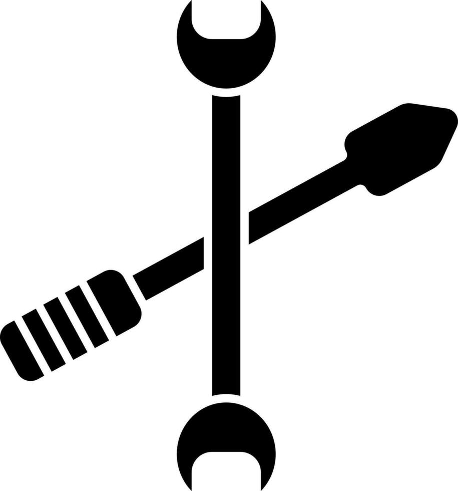 chave inglesa e Chave de fenda glifo ícone ou símbolo. vetor