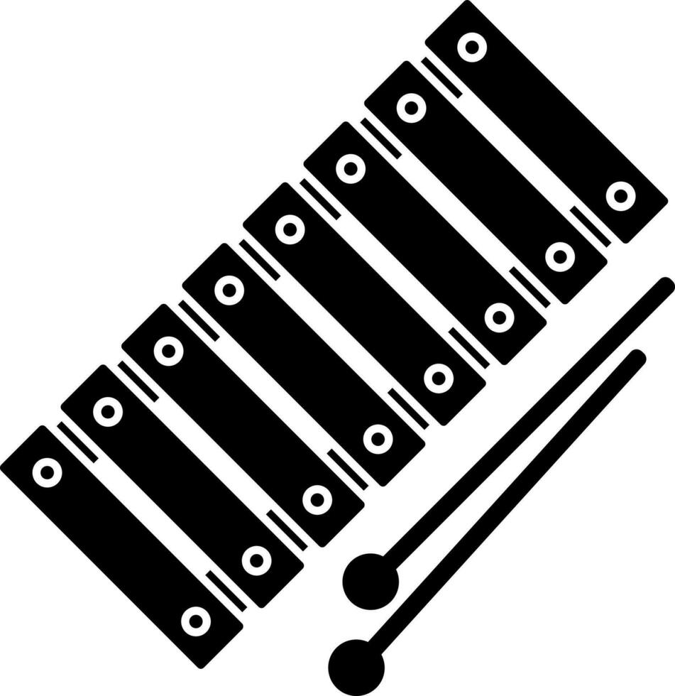 Preto e branco ilustração do xilofone plano ícone. vetor