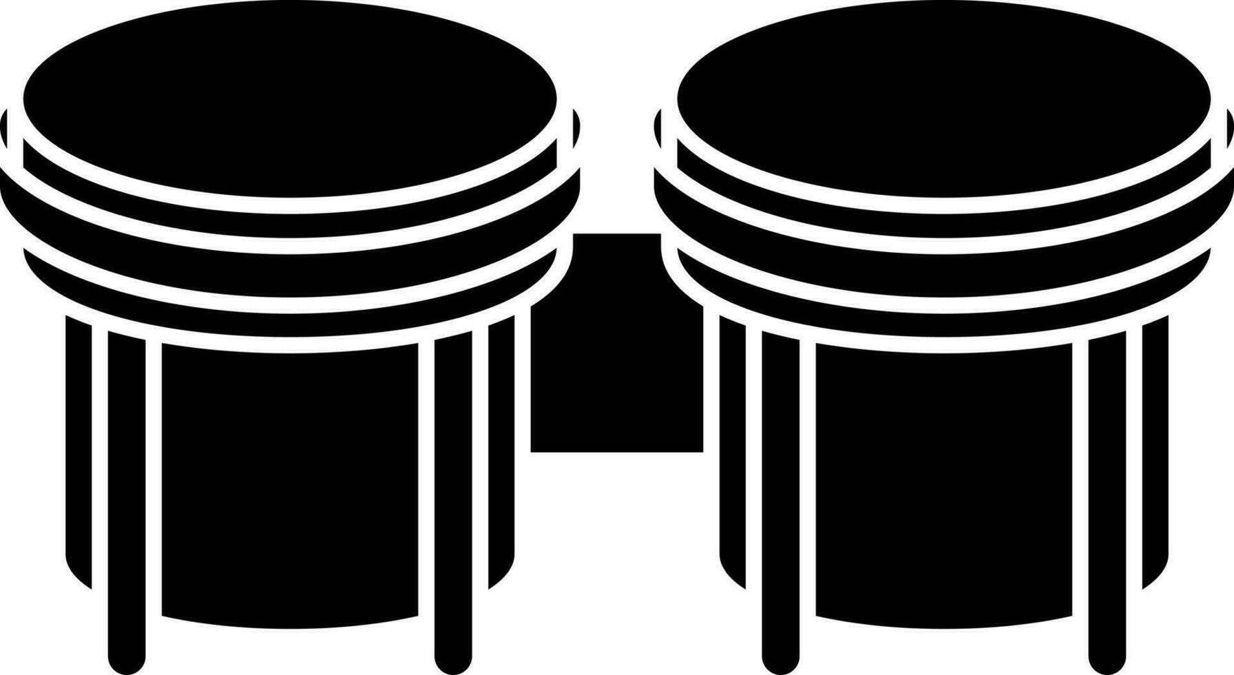 plano ilustração do bongôs ícone dentro Preto e branco cor. vetor