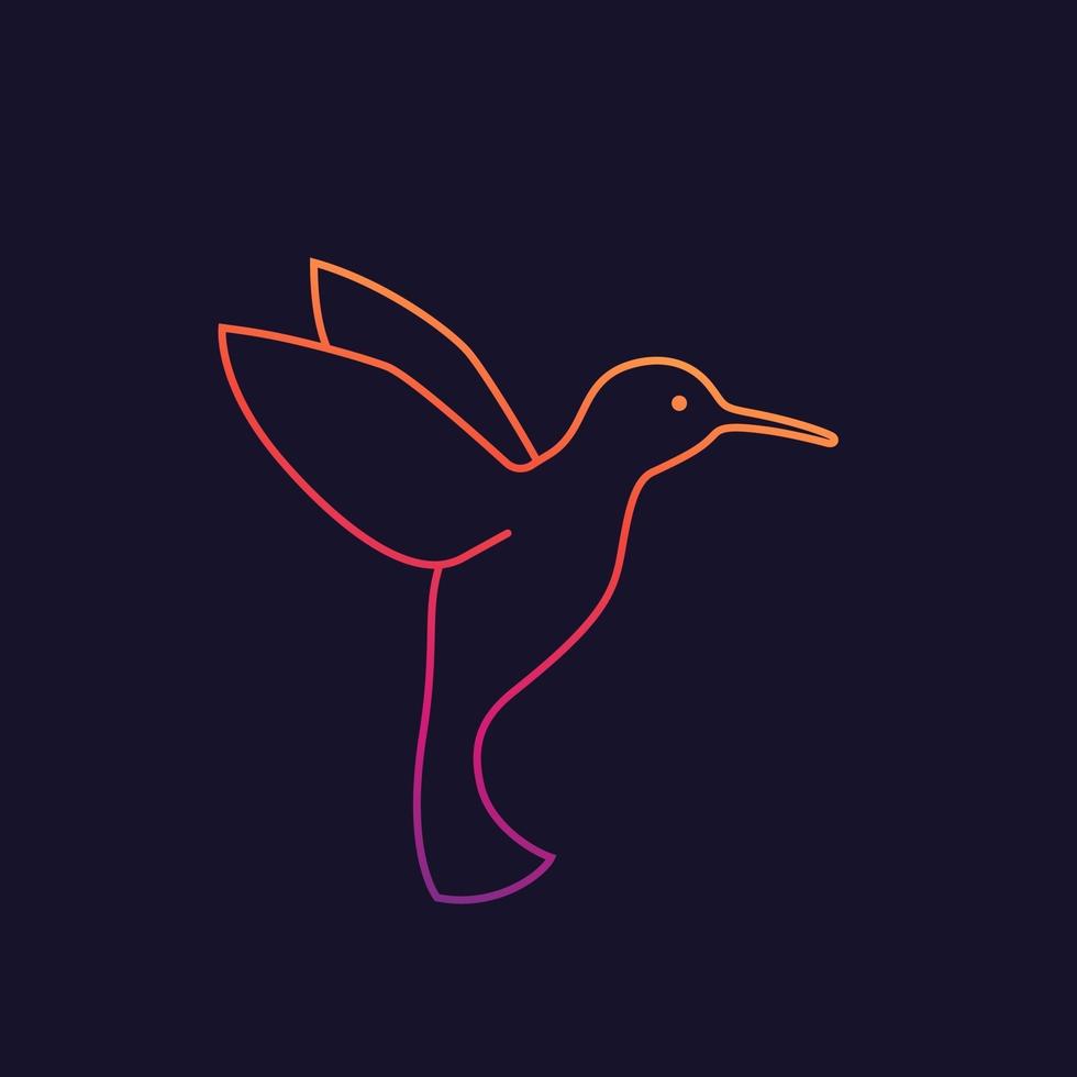 logotipo de vetor colibri de colibri em estilo linear