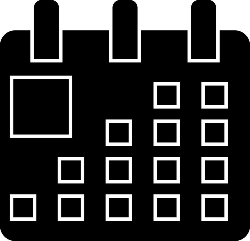 isolado calendário glifo ícone ou símbolo. vetor