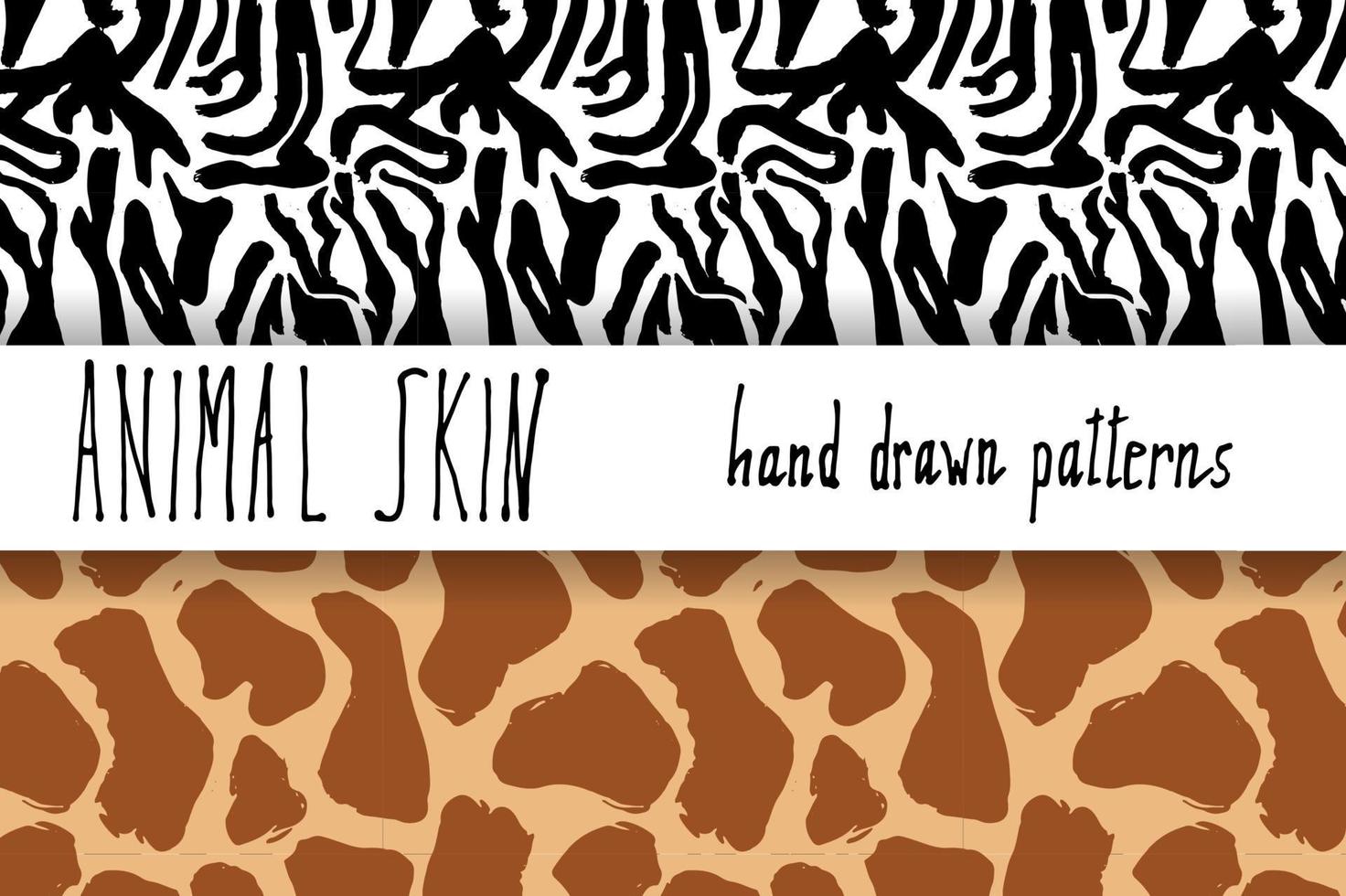 pele de animal mão desenhada textura vetor padrão sem emenda definir esboço desenho texturas de pele de zebra e girafa