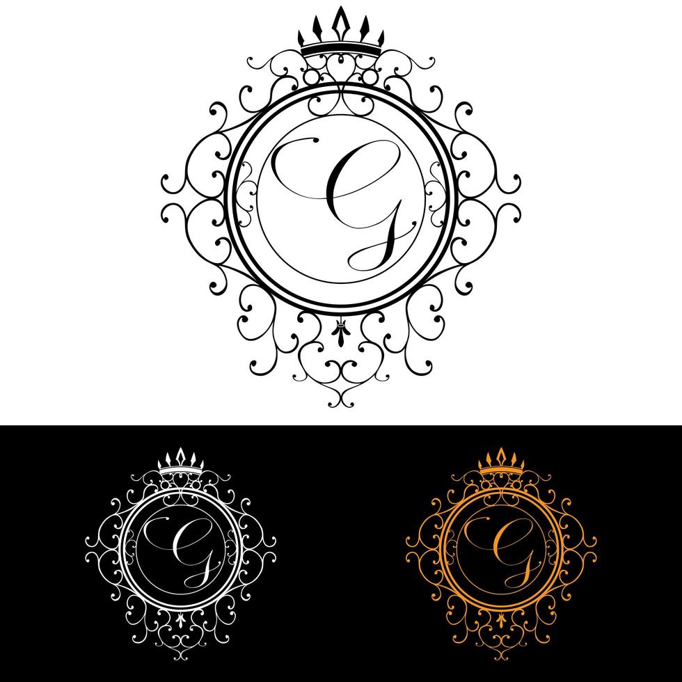 letra g modelo de logotipo de luxo floresce caligráfico elegante ornamento linhas identidade sinal de negócios para restaurante realeza boutique hotel heráldica joias ilustração vetorial de moda vetor