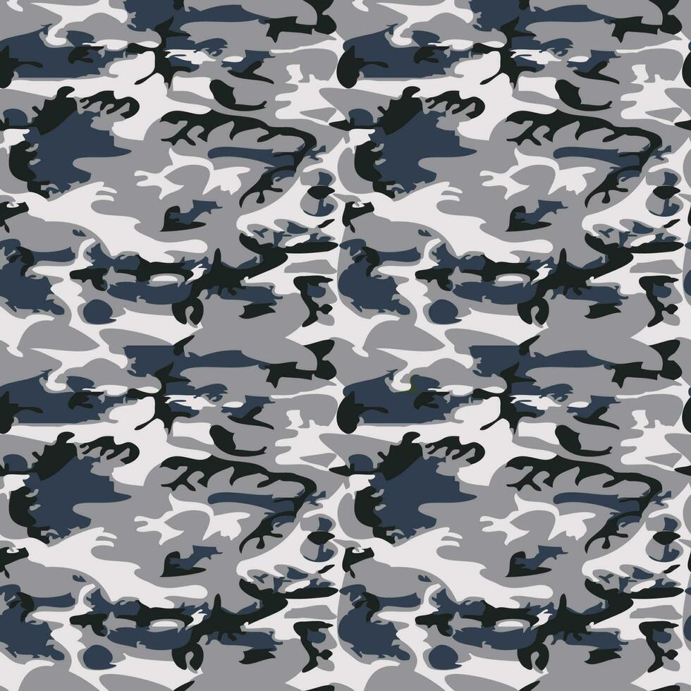 camuflar padronizar fundo desatado vetor ilustração. clássico roupas estilo mascaramento camo repetir imprimir. cinzento Preto branco cores floresta inverno textura