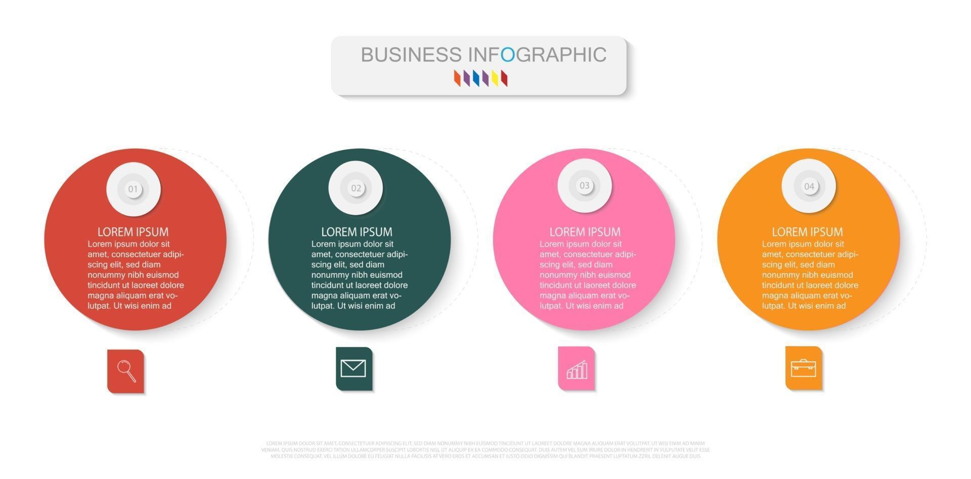 modelo de infográfico em modelo de 4 etapas para apresentação de gráfico de diagrama e gráfico vetor