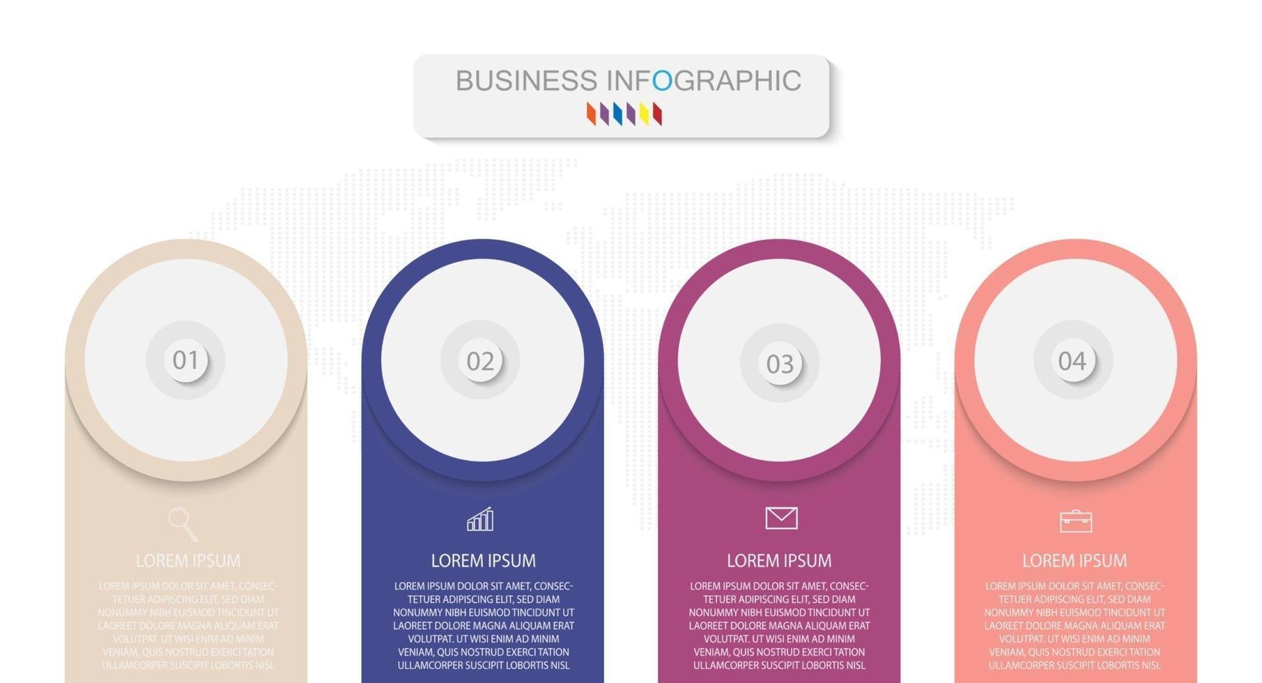 modelo de infográfico em modelo de 4 etapas para apresentação de gráfico de diagrama e gráfico vetor