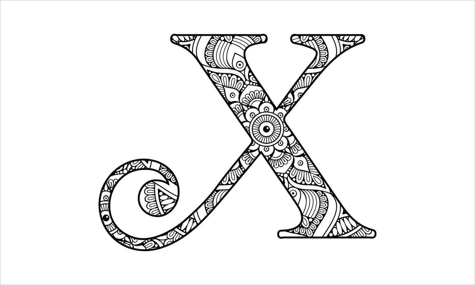 alfabeto mandala coloração vetor ilustração Projeto