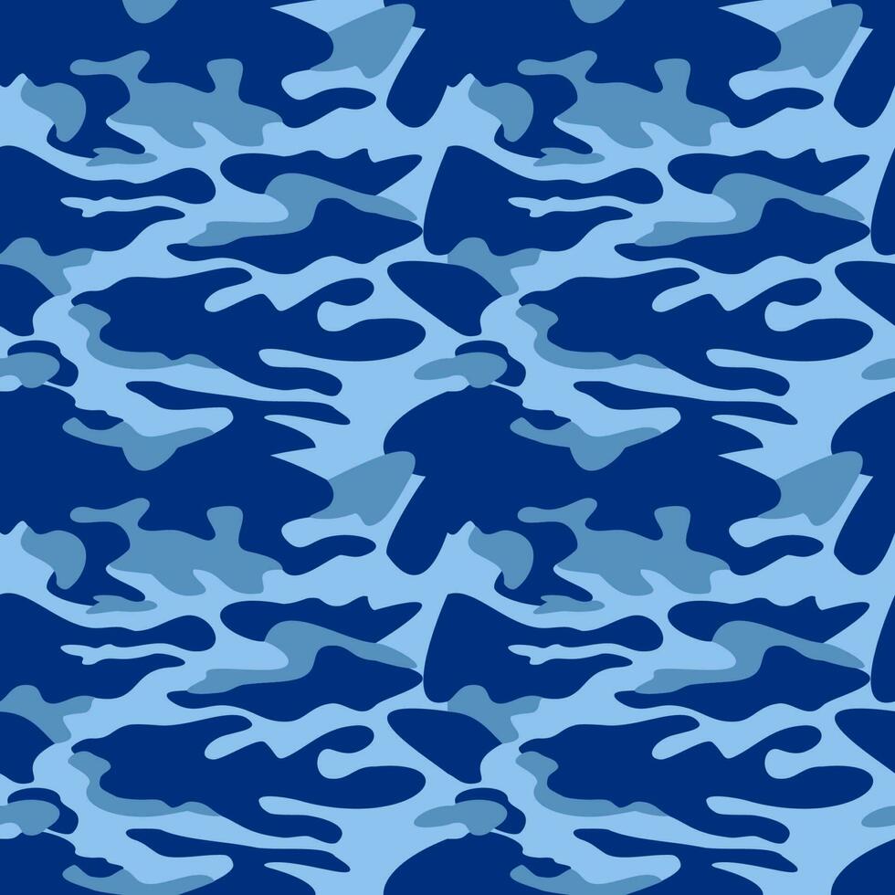 camuflar padronizar fundo desatado vetor ilustração. clássico roupas estilo mascaramento camo repetir imprimir. azul cores fuzileiros navais textura