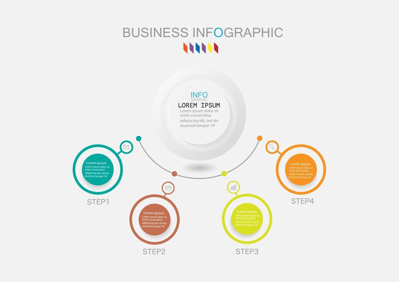 modelo de infográfico em modelo de 4 etapas para apresentação de gráfico de diagrama e gráfico vetor