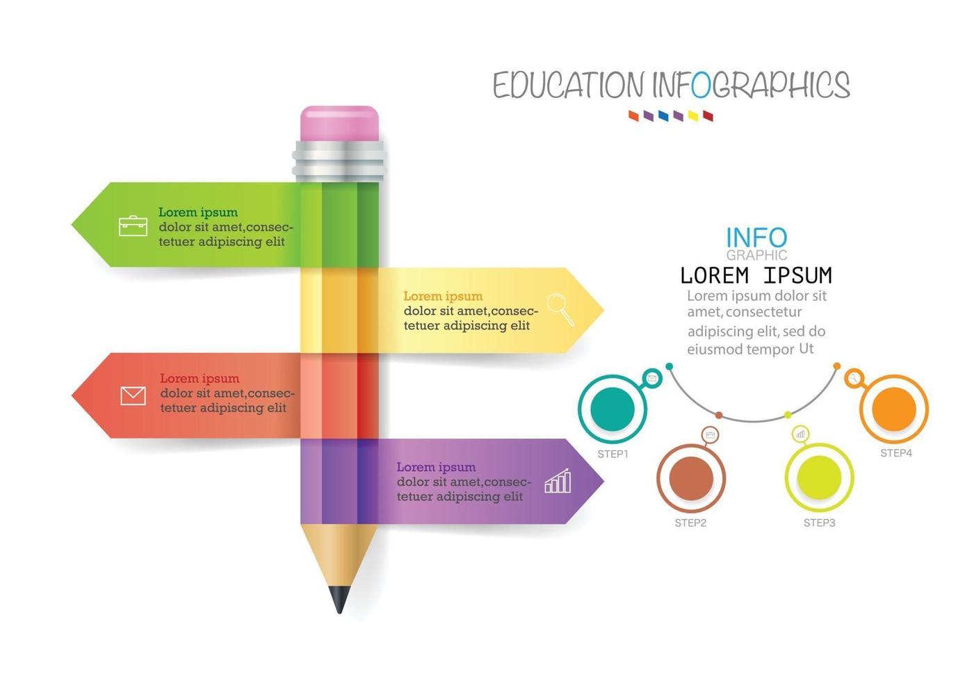 modelo de infográfico em modelo de 4 etapas para apresentação de gráfico de diagrama e gráfico vetor