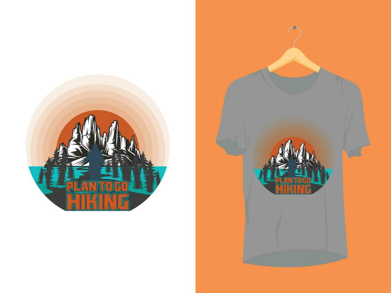 montanha, aventura, viagem, caminhada camiseta Projeto vetor ilustração