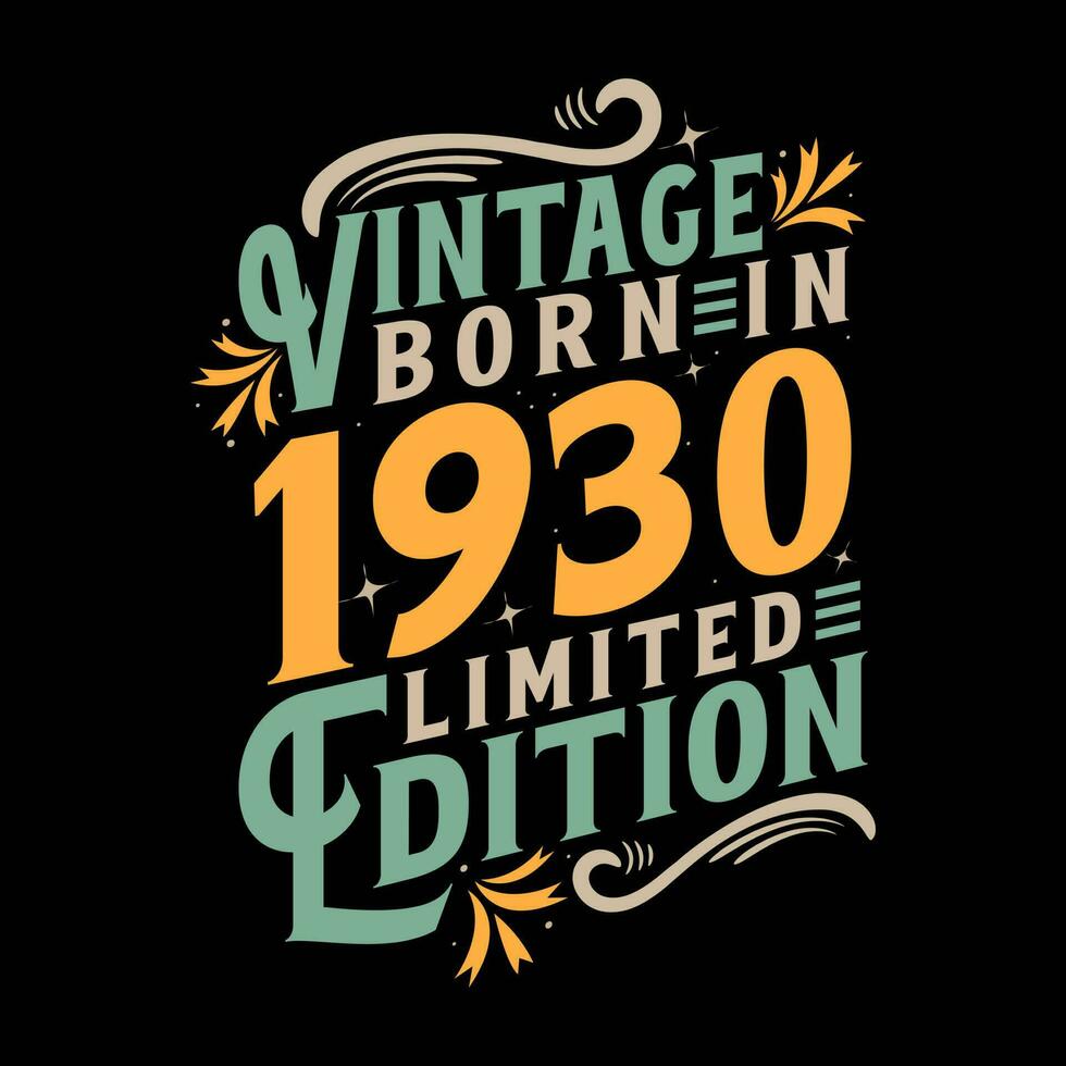 vintage nascermos dentro 1930, vintage 1930 aniversário celebração vetor