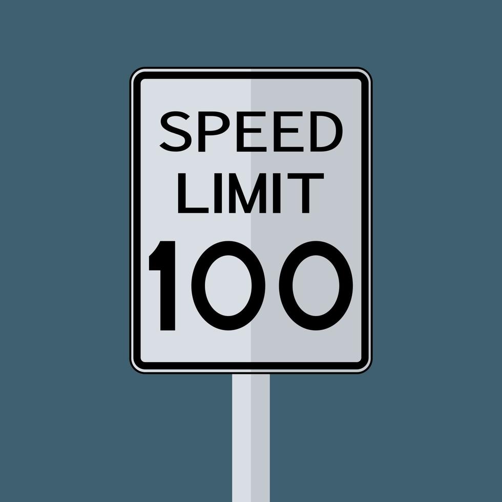 eua road tráfego transporte sinal limite de velocidade 100 em fundo branco vetor