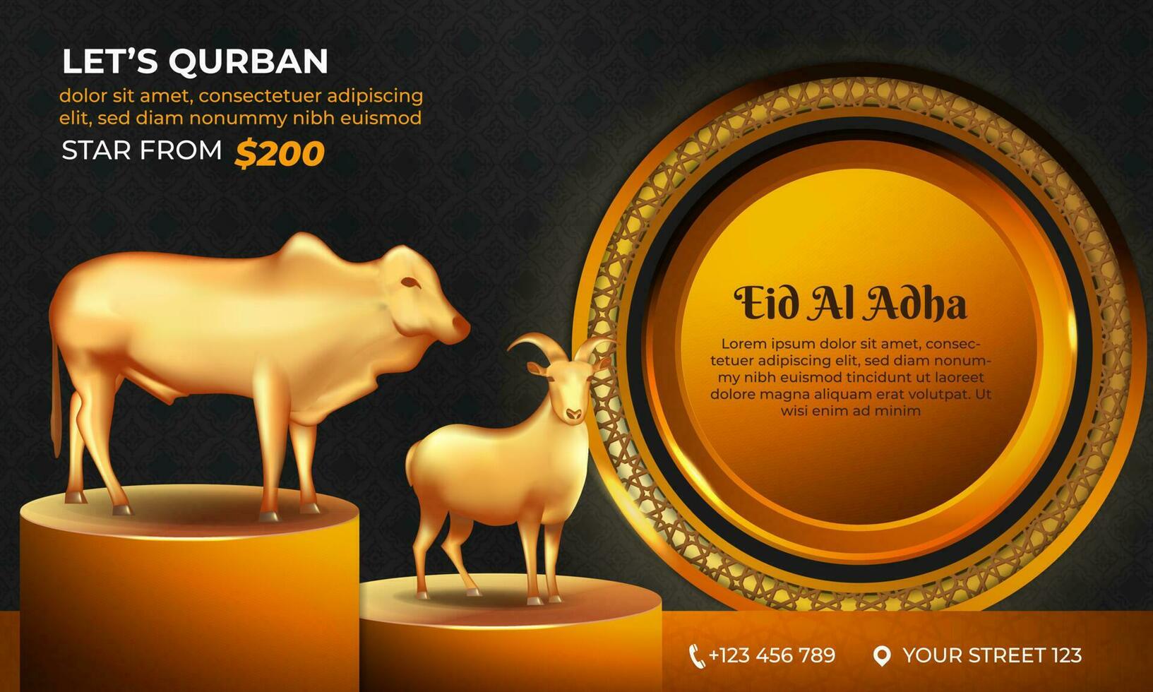 eid al adha qurban fundo com cabra, camelo e vaca para poster, bandeira Projeto. vetor ilustração