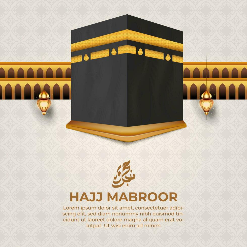 Tour hajj e umrah social meios de comunicação modelo vetor Projeto com realista kaaba para islâmico fundo, folheto, bandeira