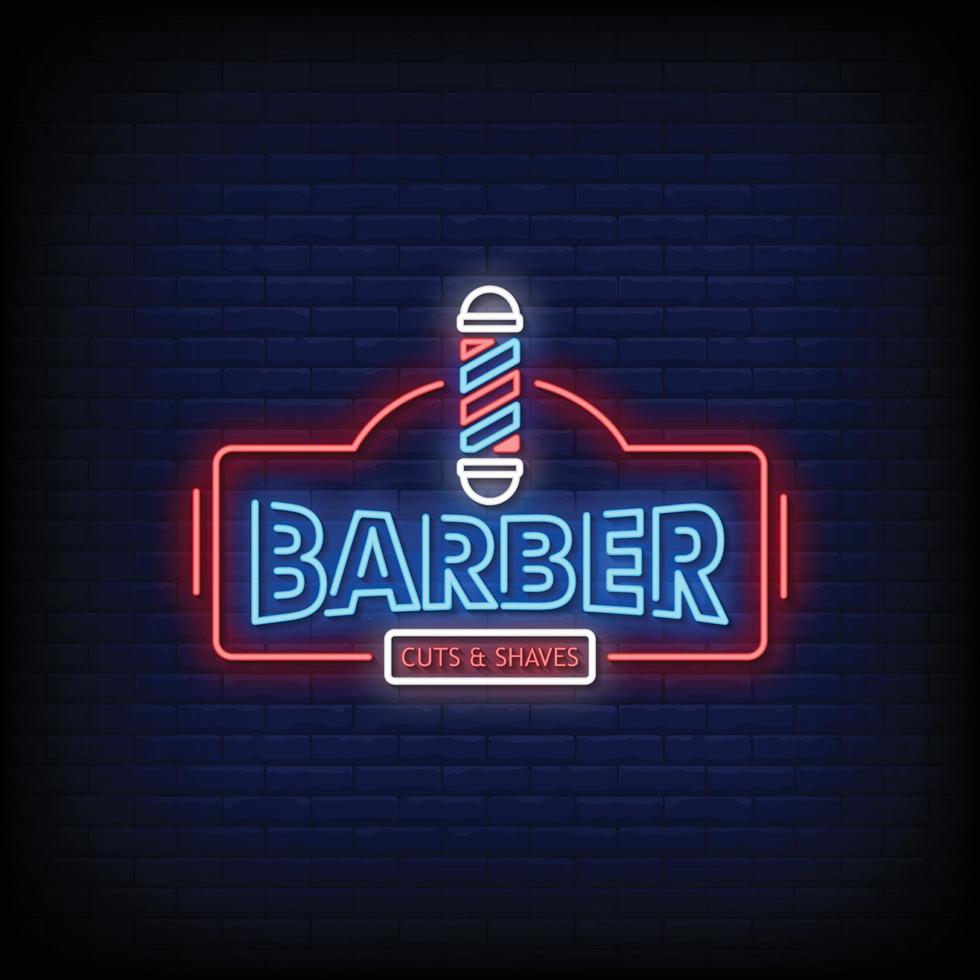 logotipo barbeiro sinais de néon estilo texto vetor