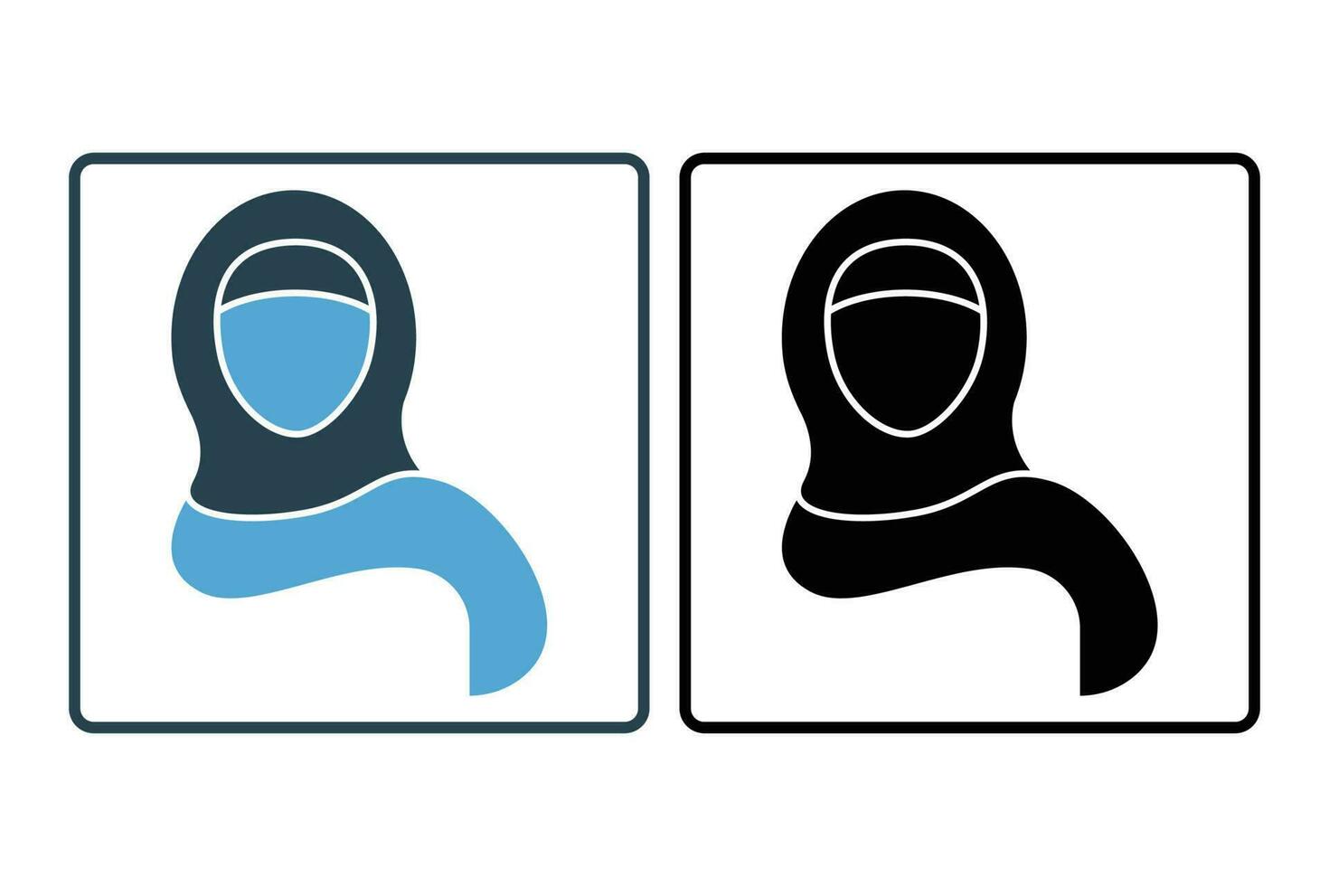 saudita árabe mulher ícone. meio Oriental mulher dentro cabeça lenço, hijab tradicional árabe islamismo roupas usava de muçulmano garota. sólido ícone estilo Projeto. simples vetor Projeto editável