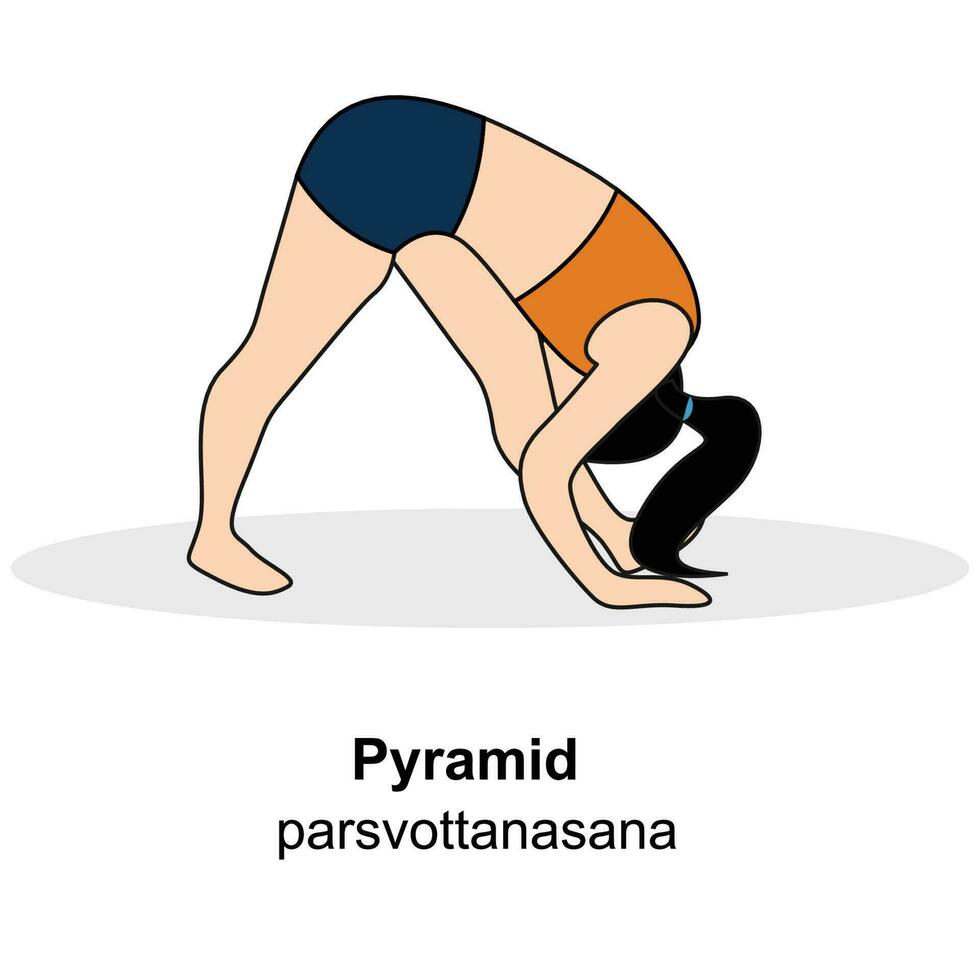 mulher fazendo yoga.pyramid pose.pro vetor ilustração.