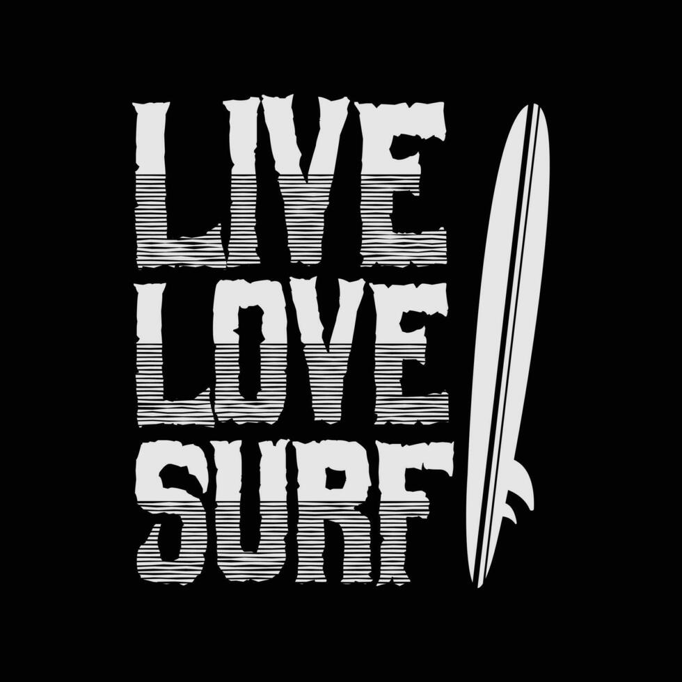 vetor ilustração em a tema do surf. slogan ao vivo, amor e surf. grunge fundo. tipografia, camiseta gráficos