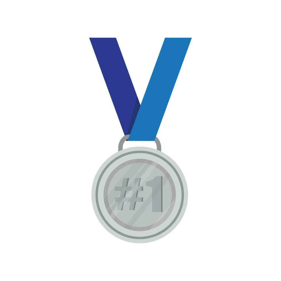 vetor ouro, prata e bronze medalhas com azul fita plano vetor ícones para Esportes apps e sites, vetor ilustração.