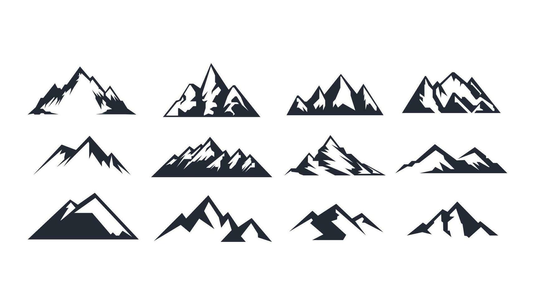 montanha logotipo, montanha expedição e Rocha escalada vetor ícones.