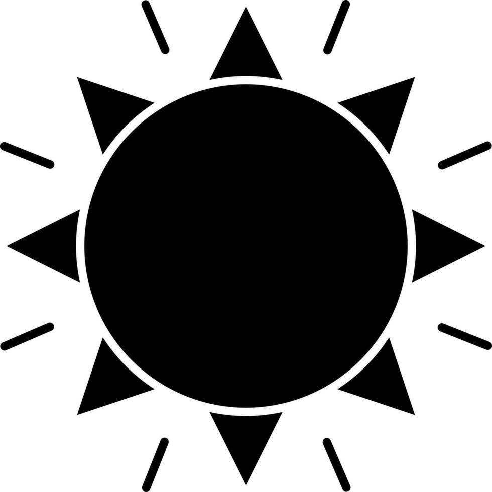 Preto e branco ilustração do Sol ícone dentro plano estilo. vetor