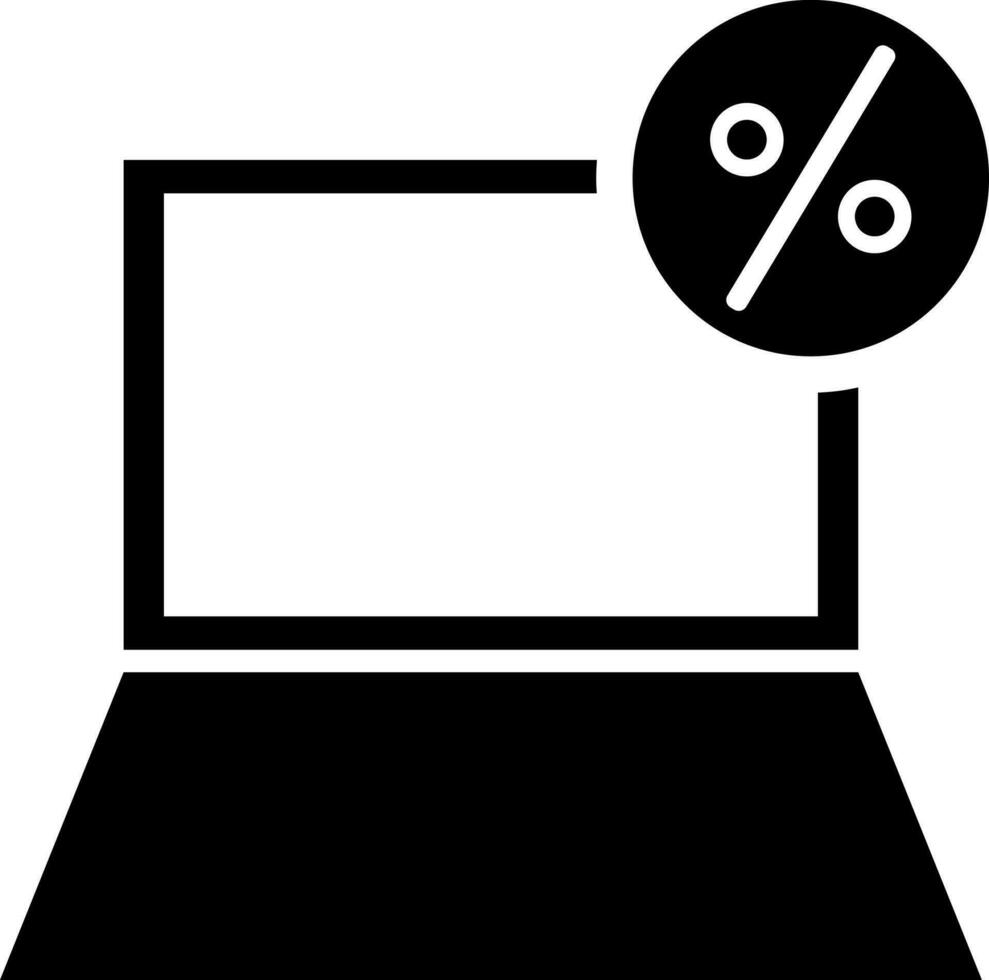 ilustração do computador portátil em oferta, glifo placa ou símbolo. vetor