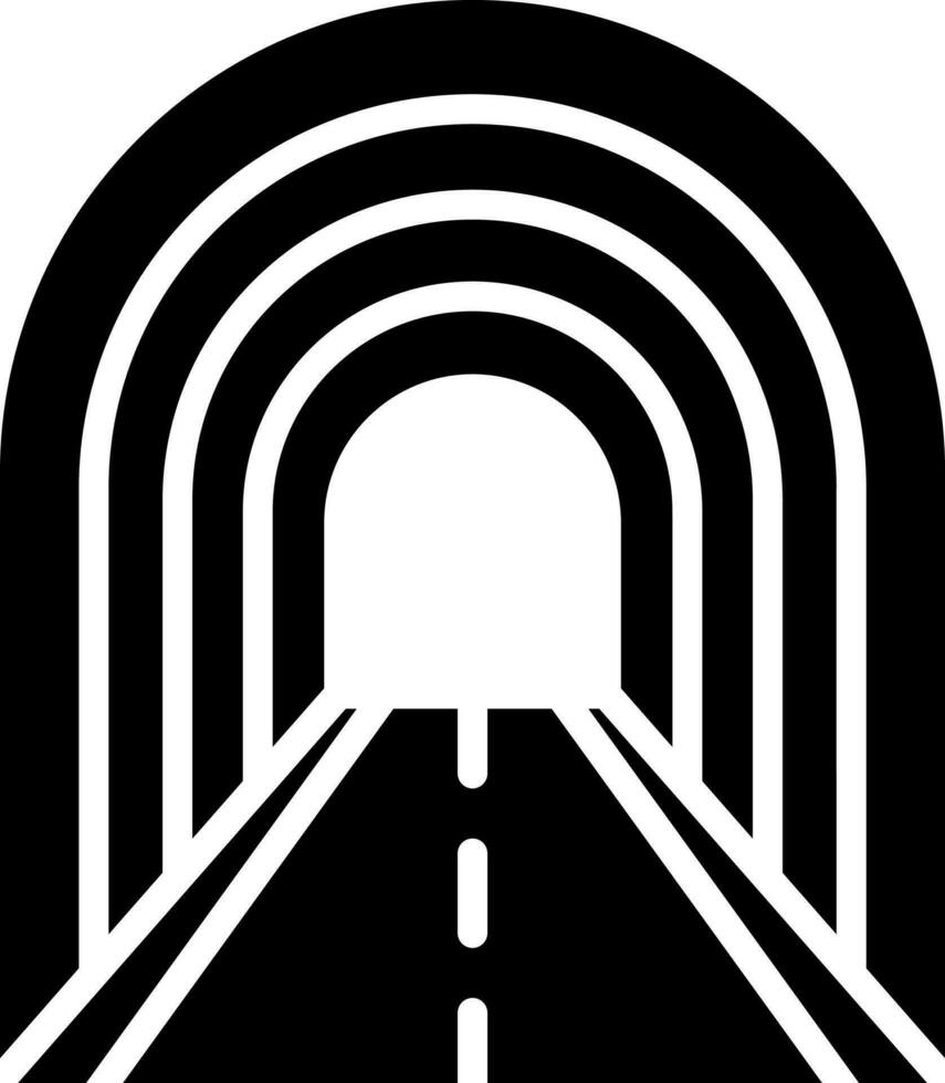 Preto e branco ilustração do interior túnel ícone dentro plano estilo. vetor