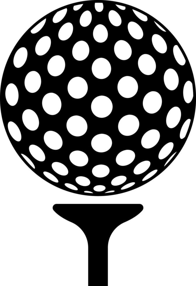 golfe bola em ficar de pé glifo ícone dentro plano estilo. vetor