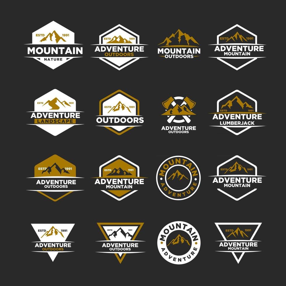 prêmio simples montanha aventura ao ar livre emblema logotipo ícone ilustração design vetor