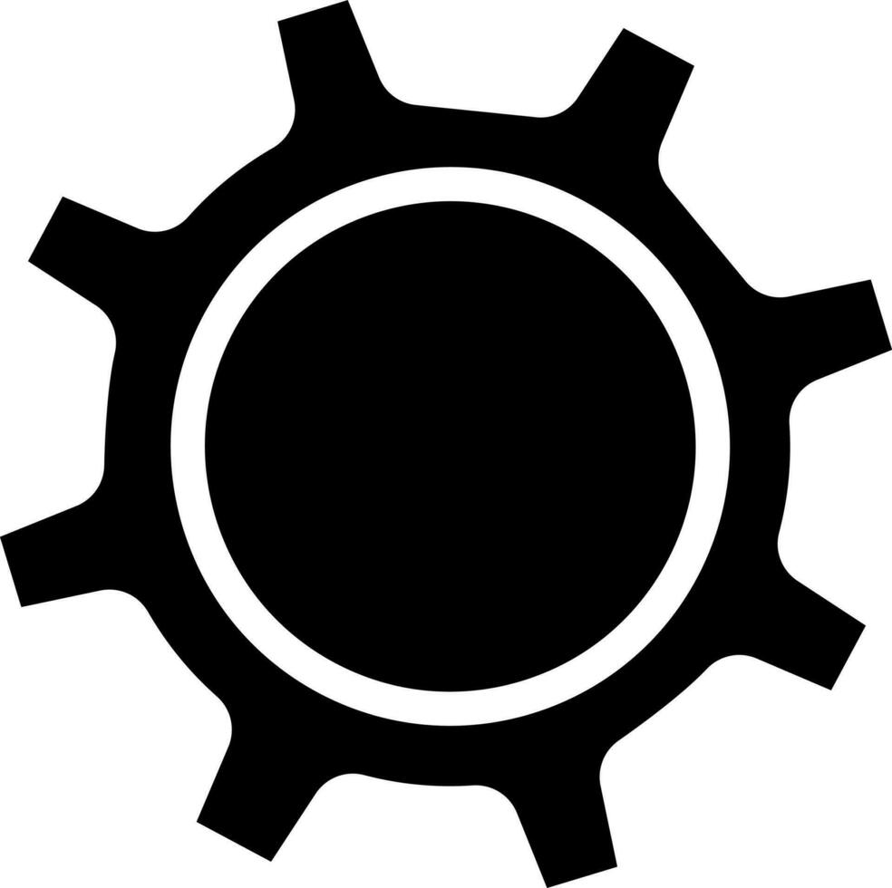 glifo ícone ou símbolo do roda dentada dentro Preto e branco cor. vetor