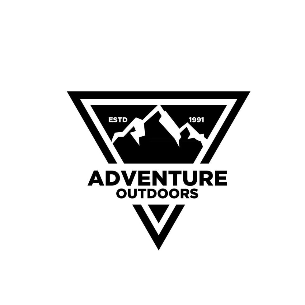Projeto do ícone do logotipo do vetor do emblema simples premium montanha aventura