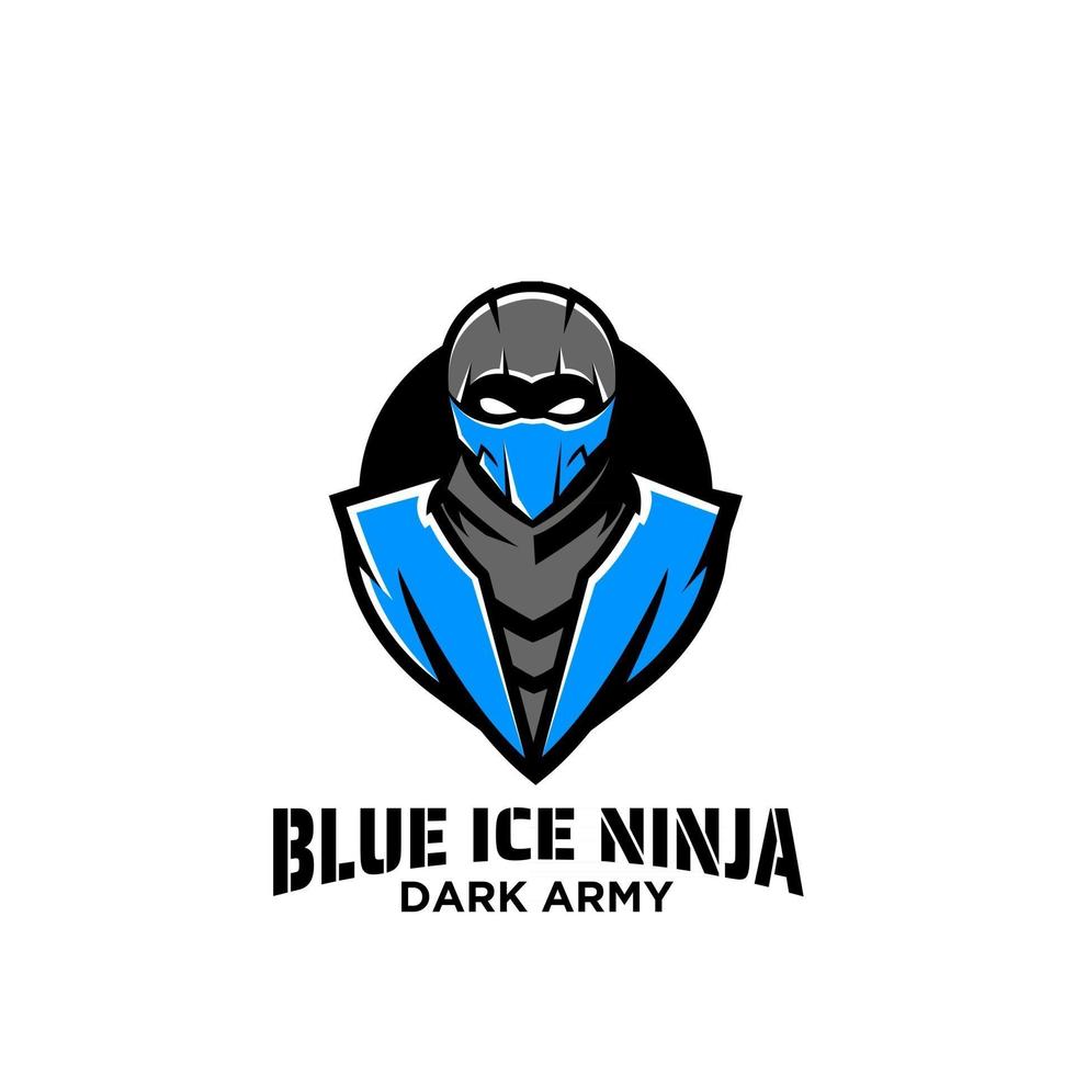 simples máscara ninja premium ícone de logotipo de vetor azul ilustração design