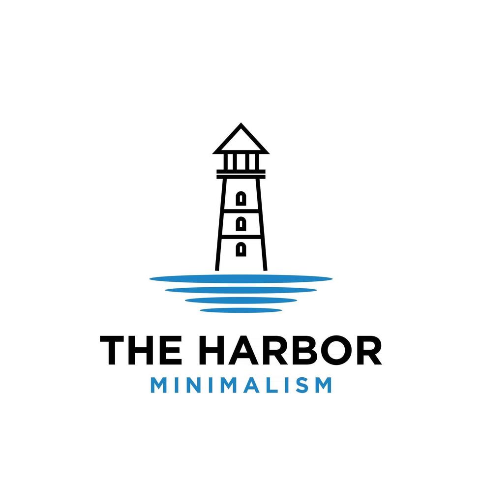 design de logotipo de linha de farol de minimalismo premium vintage vetor