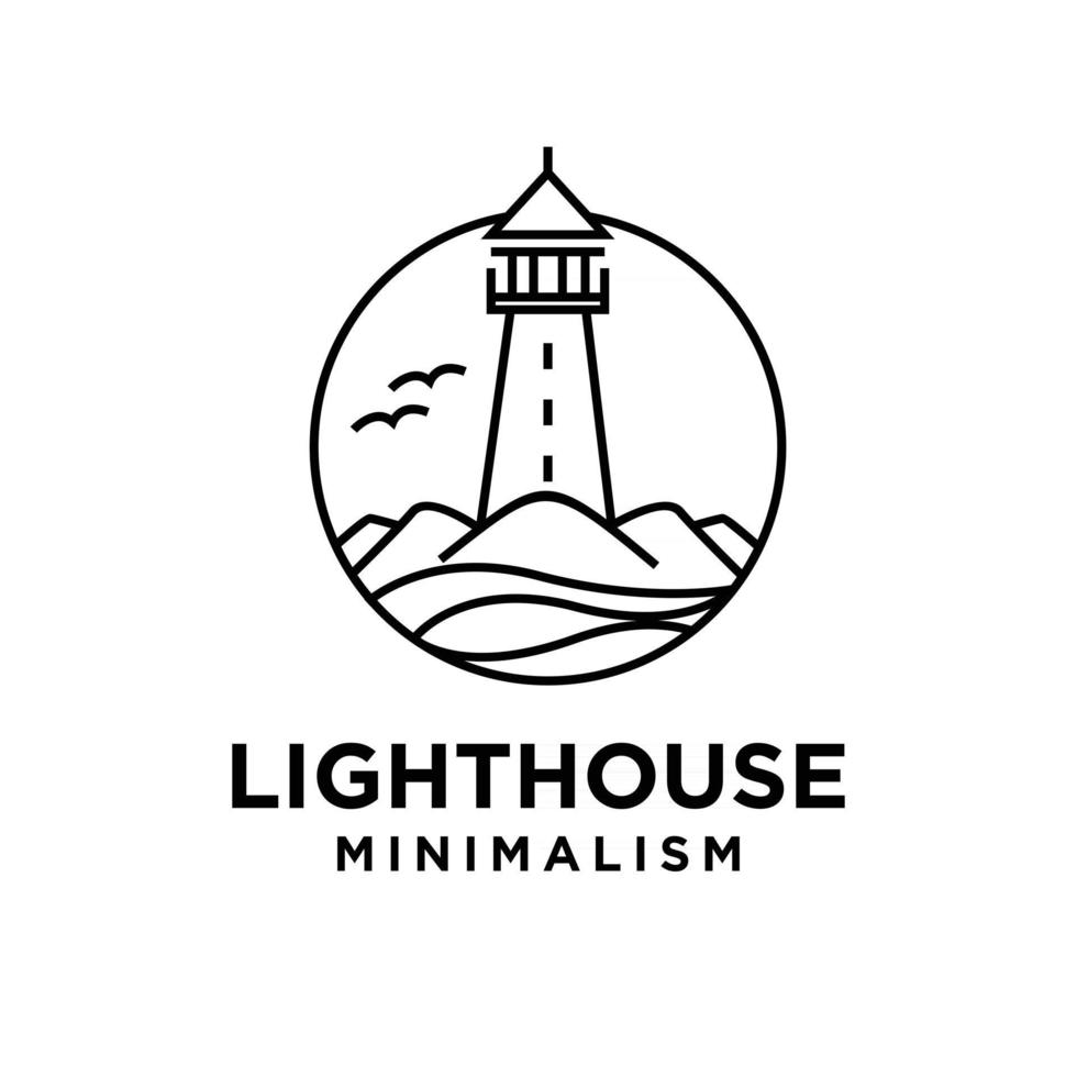 design de logotipo de linha de farol de minimalismo premium vintage vetor