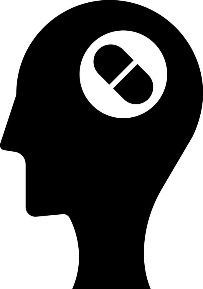 ilustração do dor de cabeça remédio glifo ícone. vetor