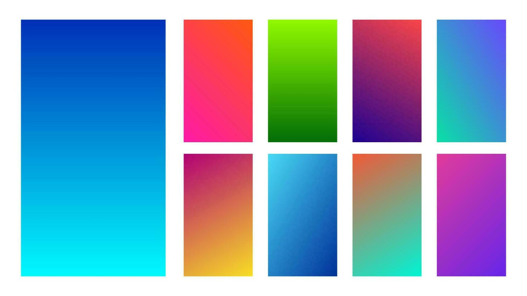 conjunto do nove colorida gradiente fundos. coleção do gradientes para smartphones tela e Móvel aplicativos. vetor ilustração.