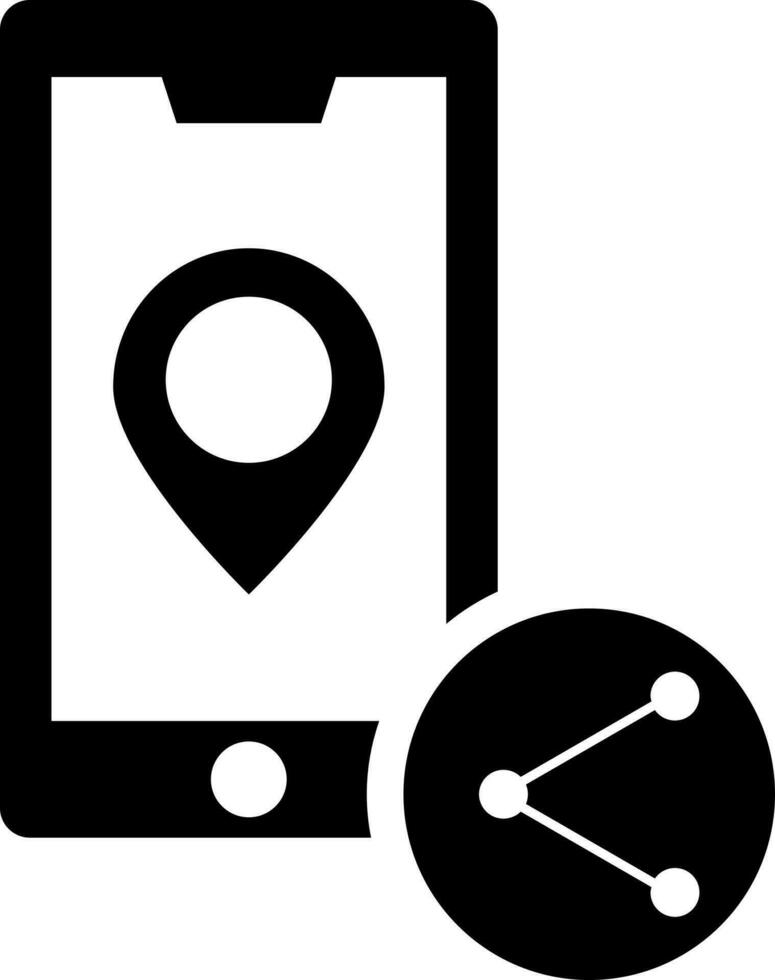 conectados localização compartilhar a partir de Smartphone ícone dentro Preto e branco cor. vetor