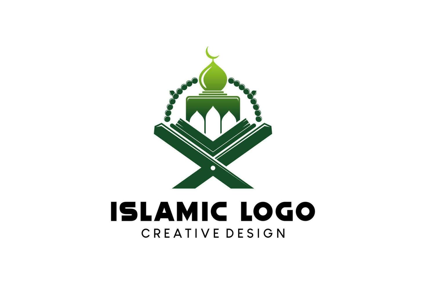 mesquita logotipo Projeto com Alcorão mesa para islâmico símbolo vetor
