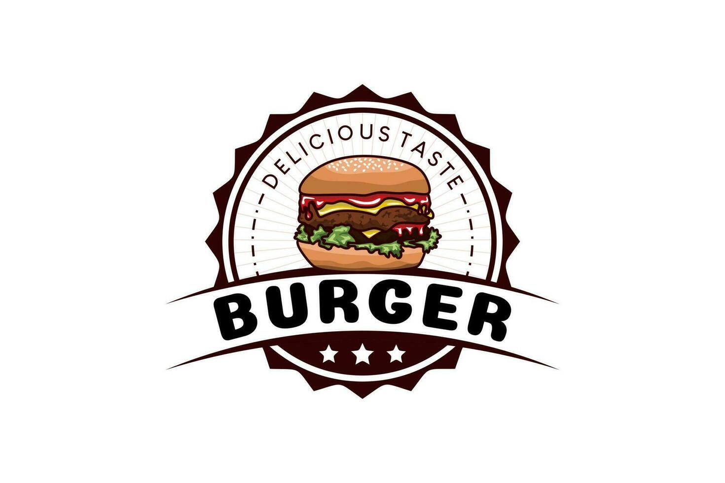 arte retro hamburguer logotipo modelo Projeto vetor