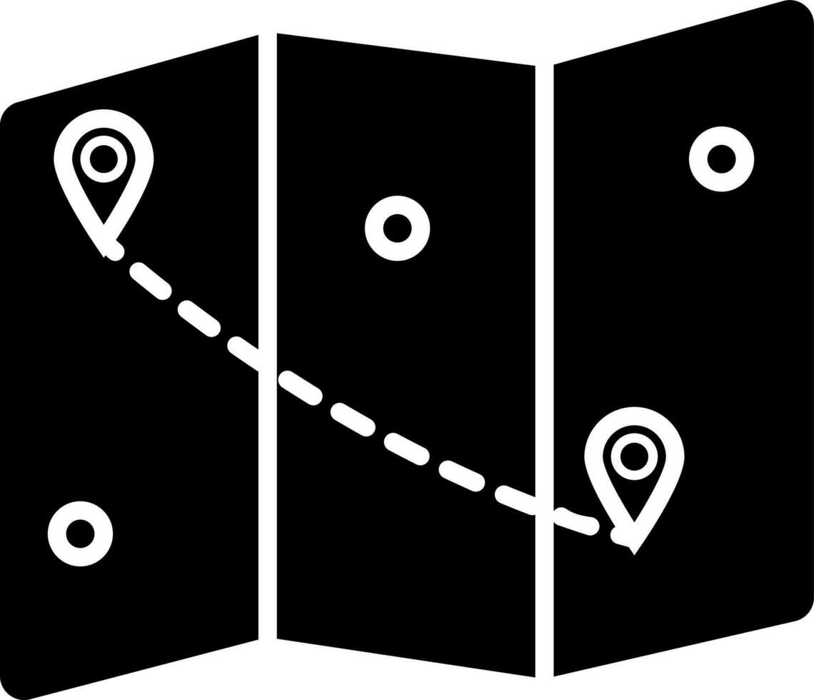 Preto e branco mapa navegação ícone dentro plano estilo. vetor