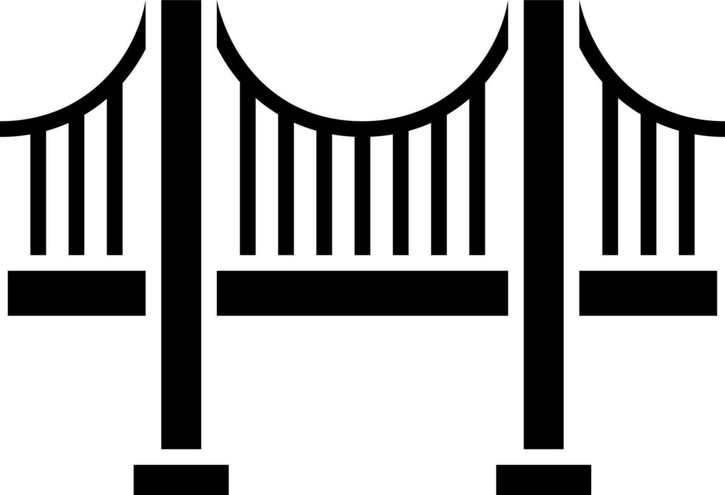 dourado portão ponte ícone dentro Preto e branco cor. vetor