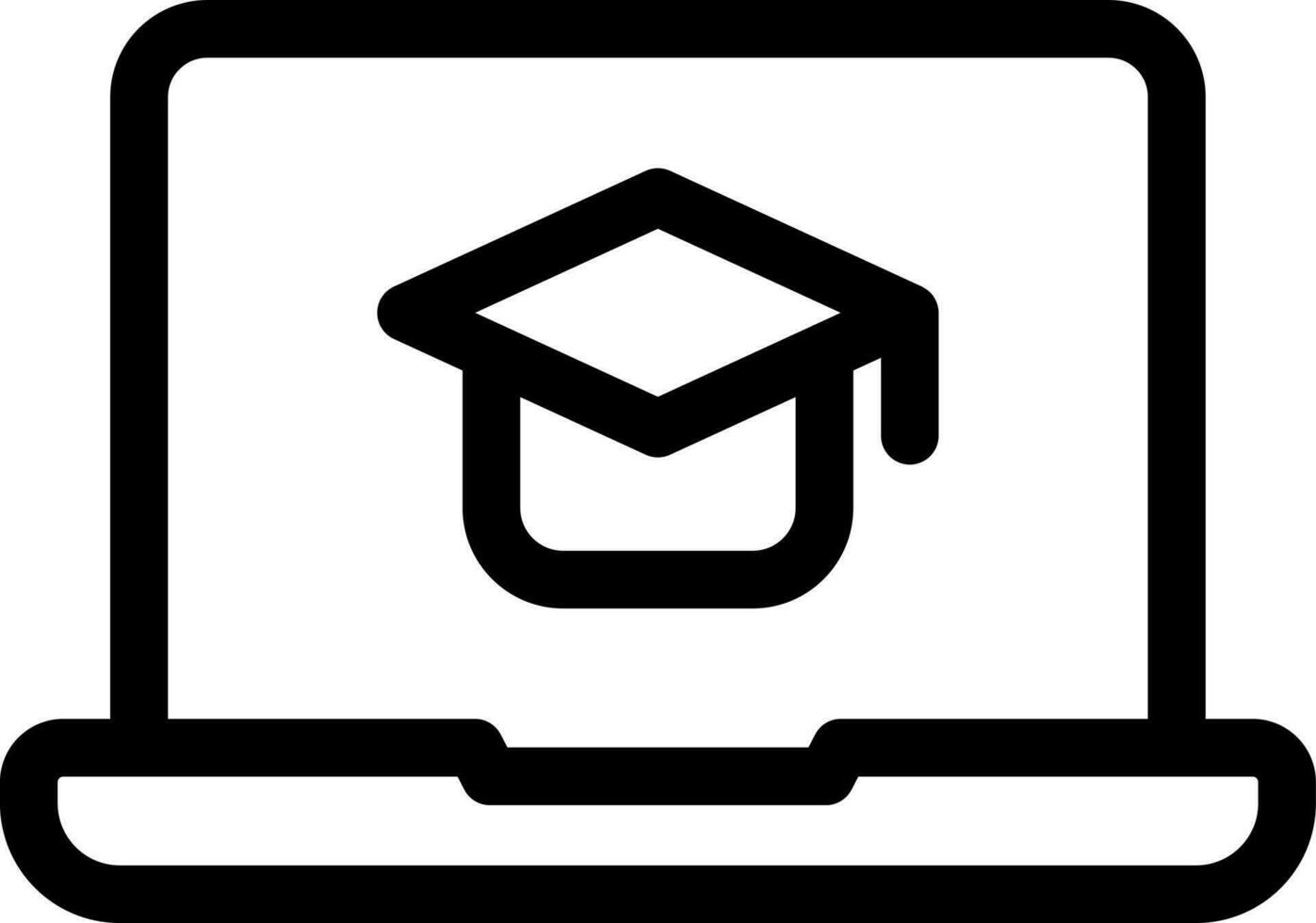 conectados Educação aplicativo dentro computador portátil ícone dentro Preto linha arte. vetor