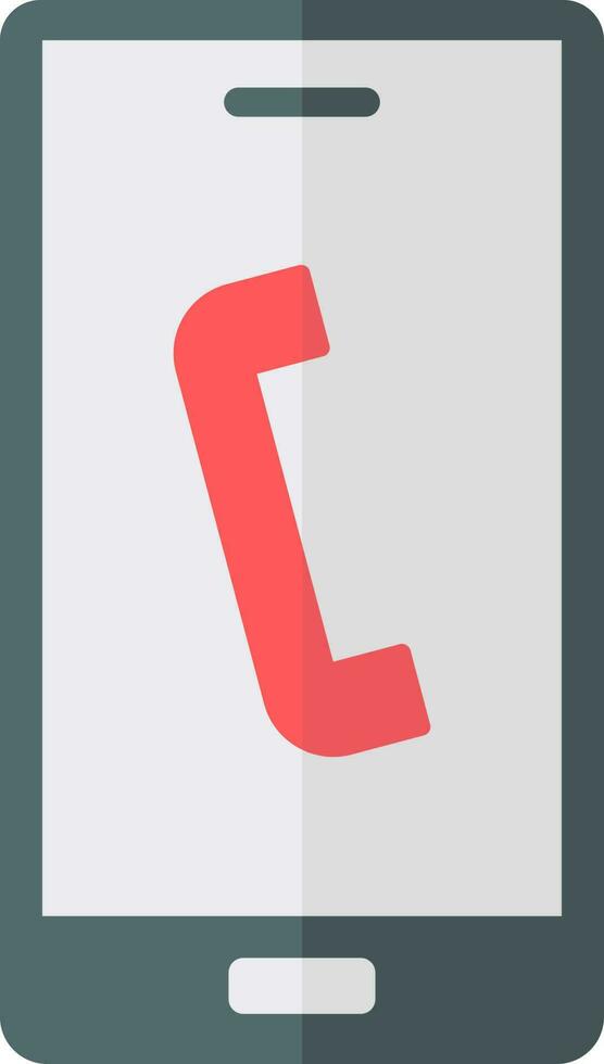 telefone ligar em Smartphone tela ícone dentro vermelho e cinzento cor. vetor