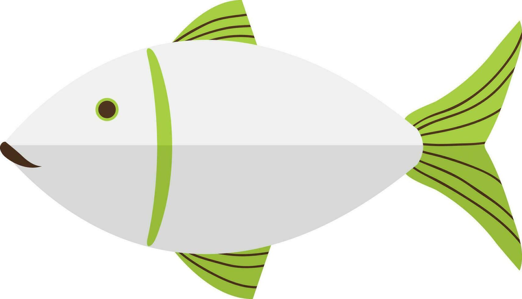 ilustração do peixe ícone com verde barbatana dentro metade sombra. vetor