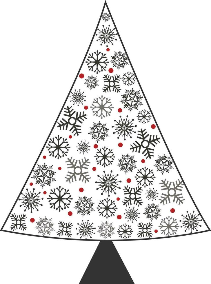 floco de neve decorado Natal árvore dentro cinzento cor. vetor