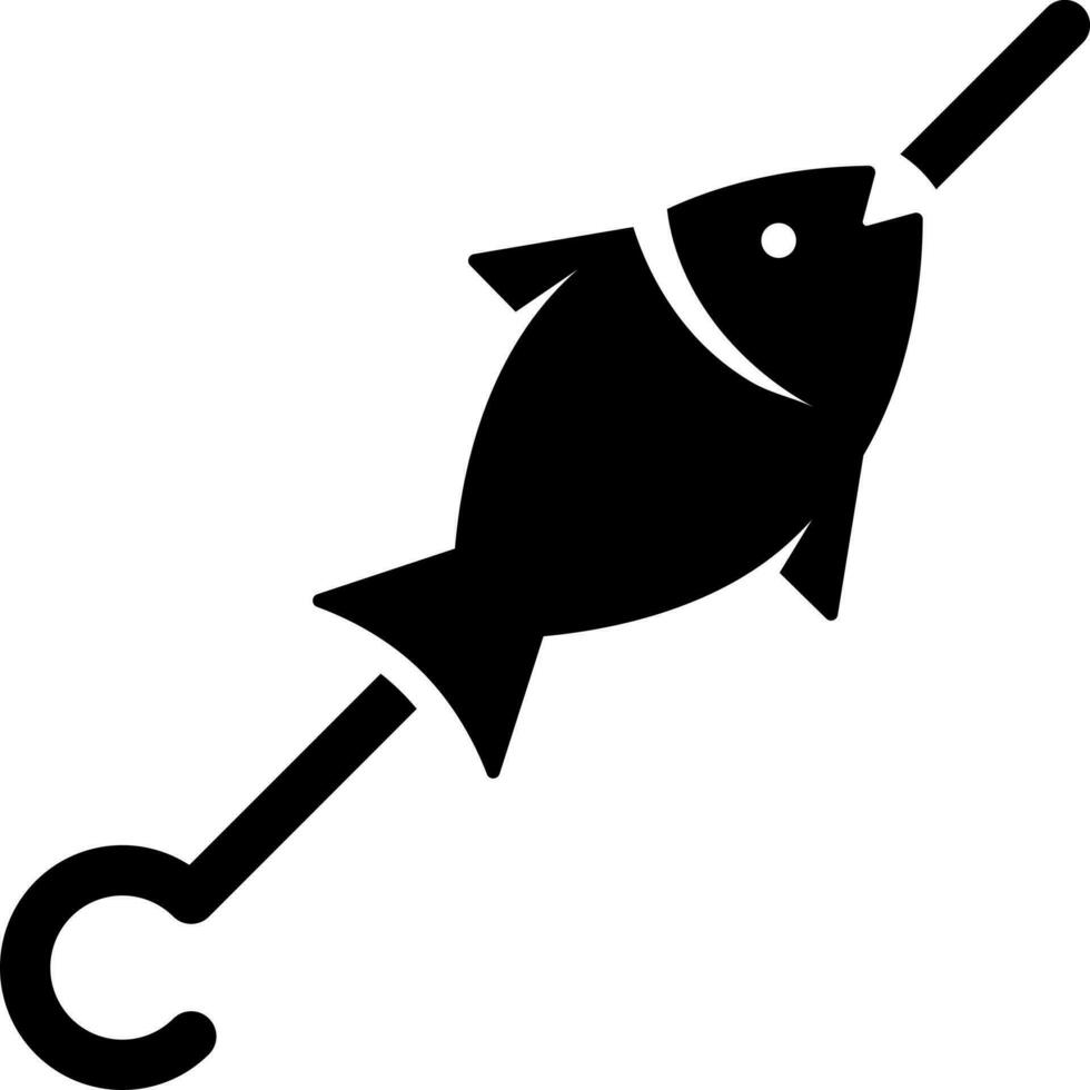 peixe brochette ícone dentro Preto e branco cor. vetor