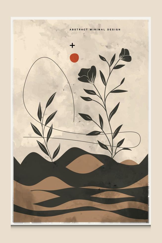 moderno, minimalista e elegante botânico abstrato adequado para impressão como uma pintura decoração de interiores social posts flyers book covers vetor